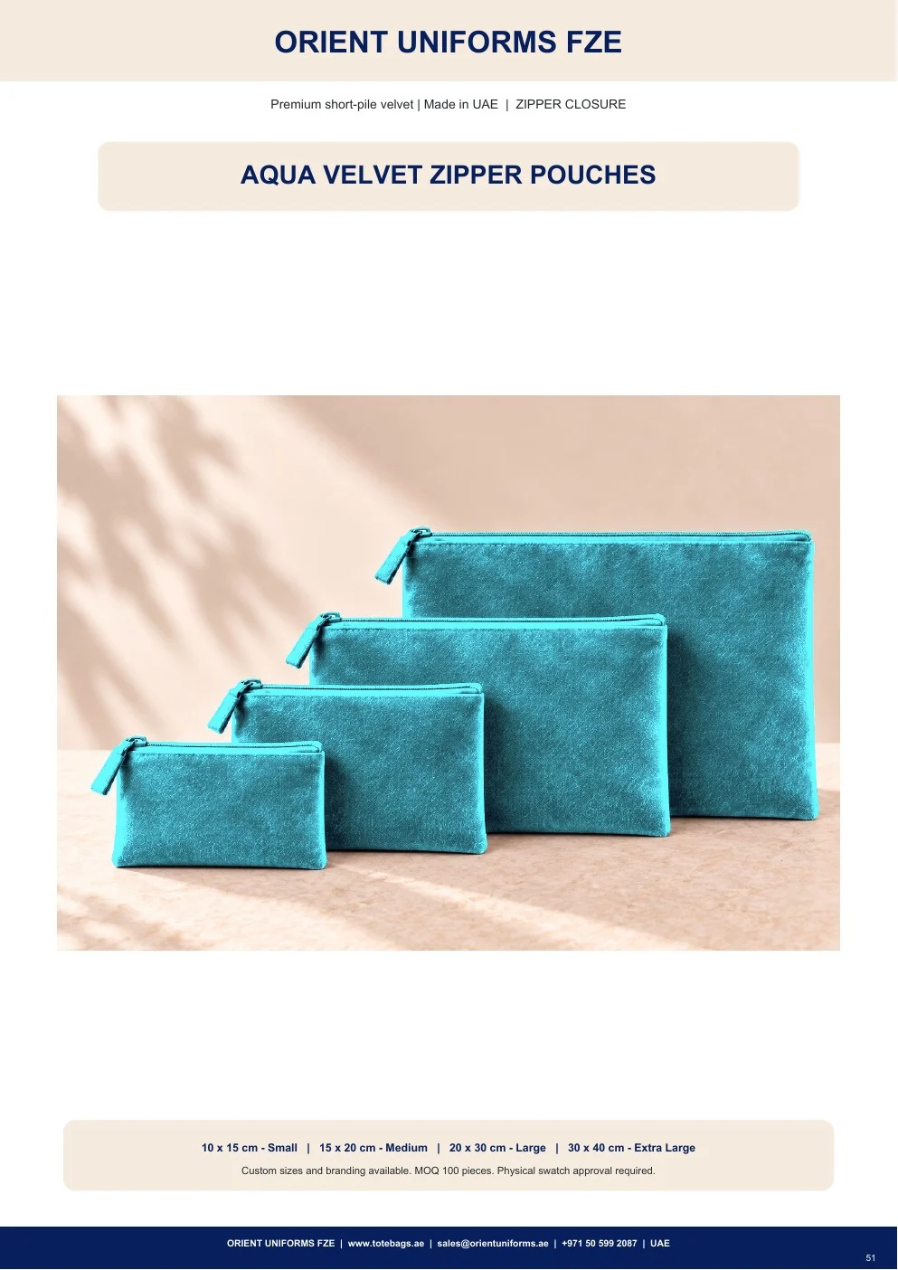Aqua Velvet Zipper Pouches
