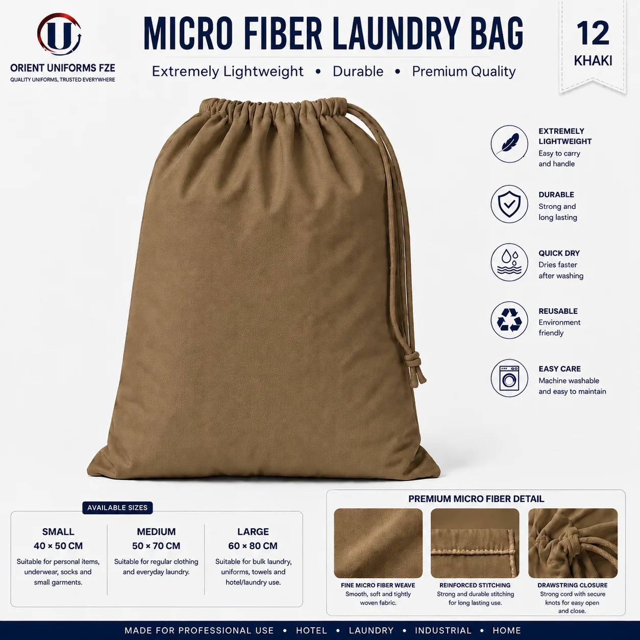 Beige Microfiber Commercial Laundry Bag Beige Microfiber Commercial Laundry Bag