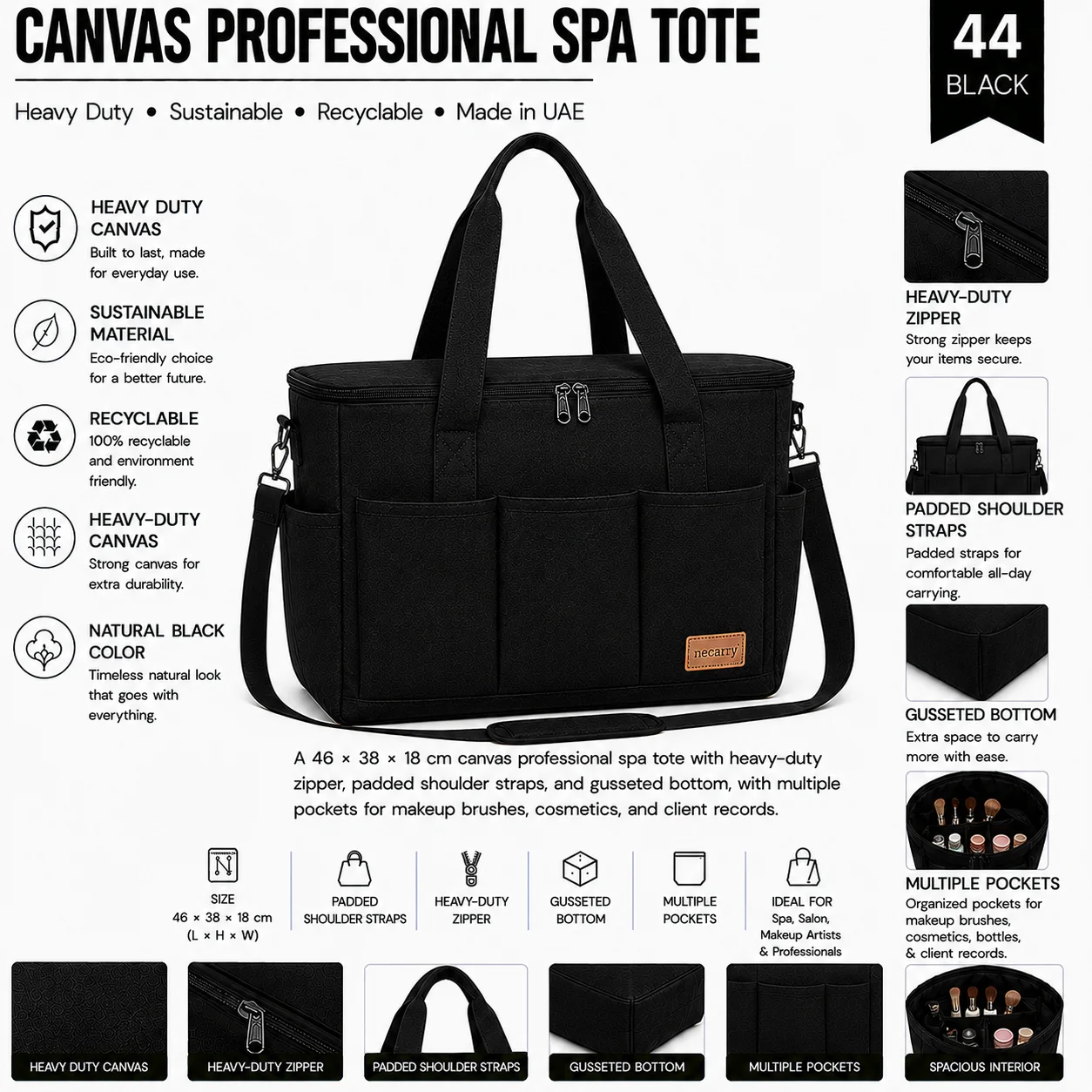 Black Canvas Tote Bag Book Shopper