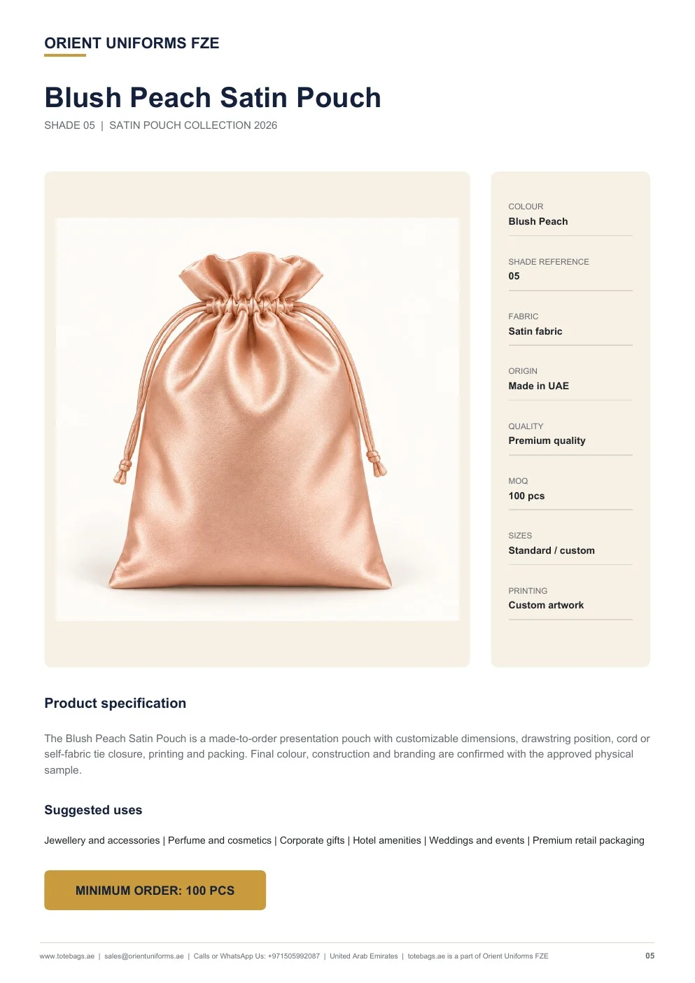 Blush Peach Satin Drawstring Pouches Blush Peach Satin Drawstring Pouches