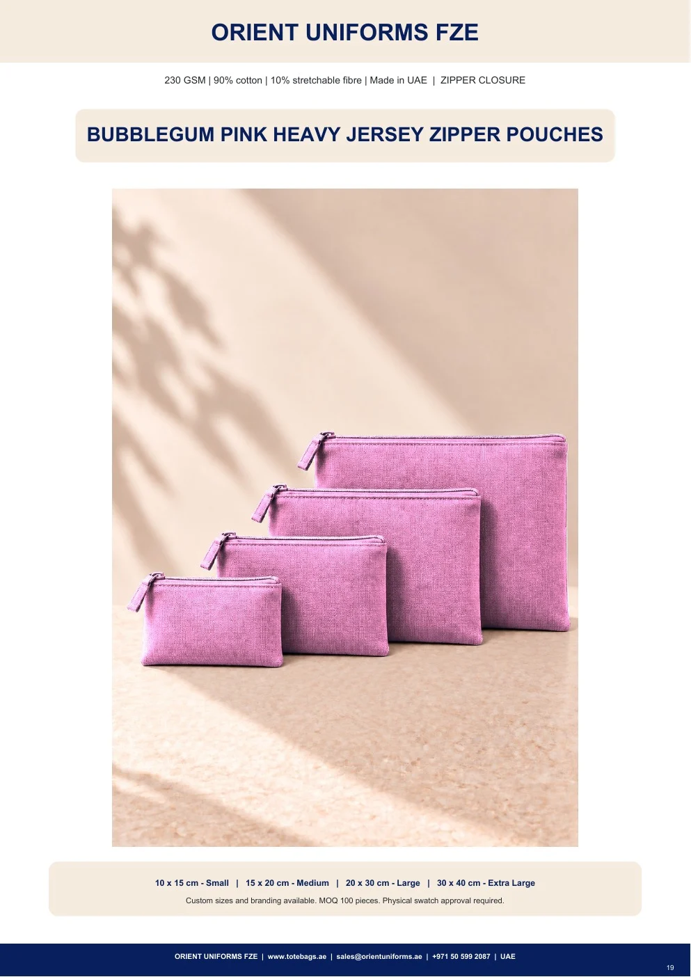 Bubblegum Pink Heavy Jersey Zipper Pouches