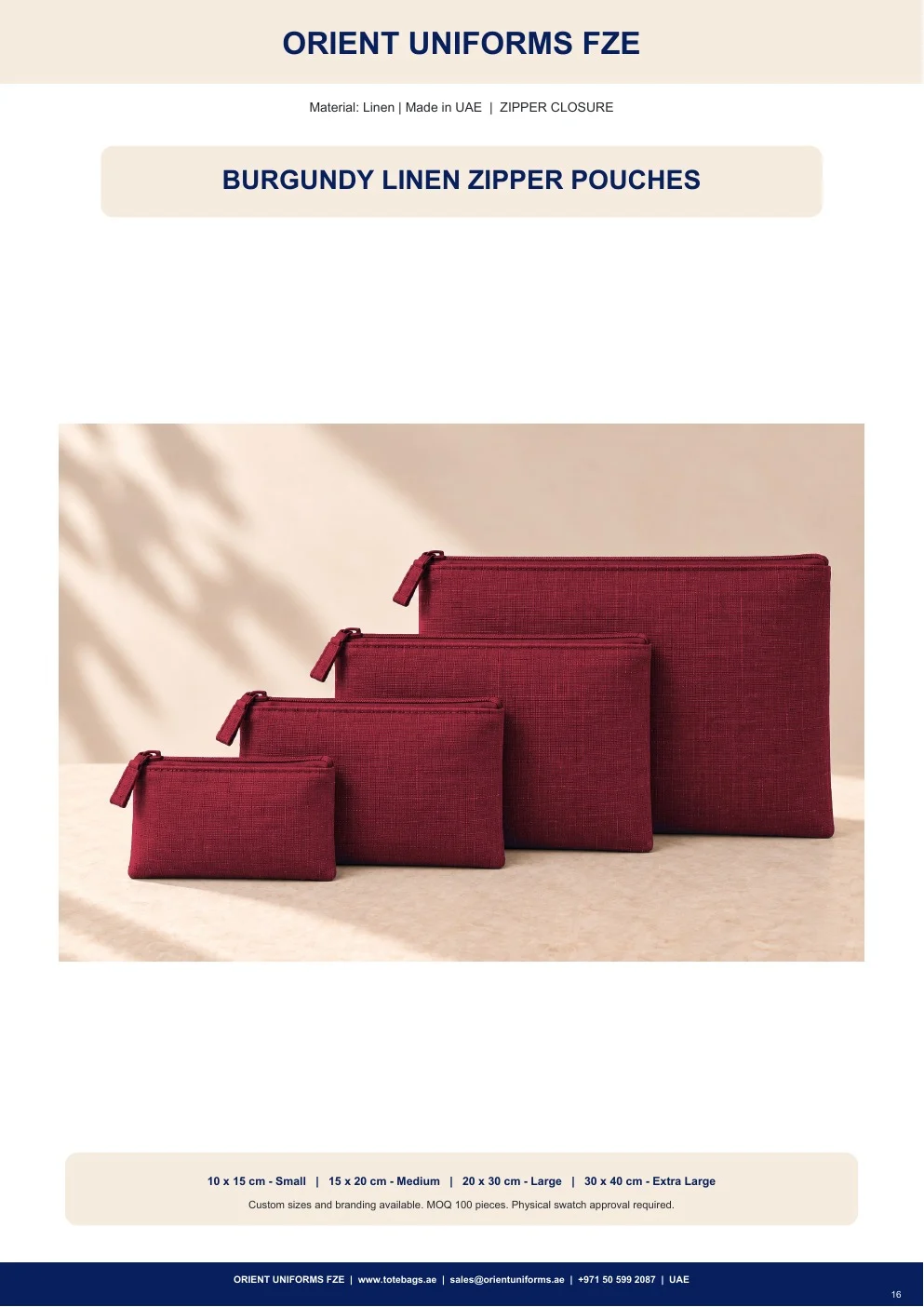 Burgundy Linen Zipper Pouches