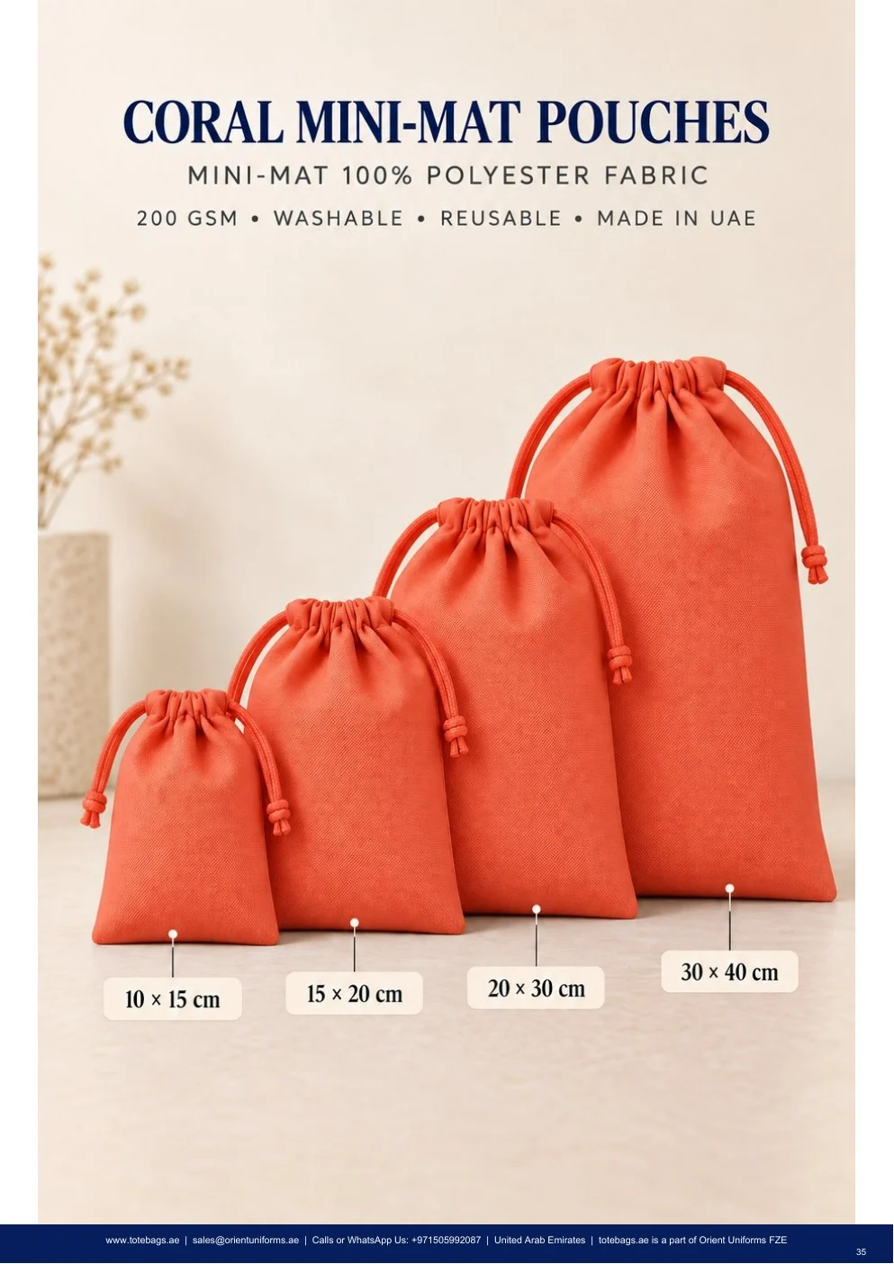 Coral MiniMat Drawstring Pouches Coral MiniMat Drawstring Pouches