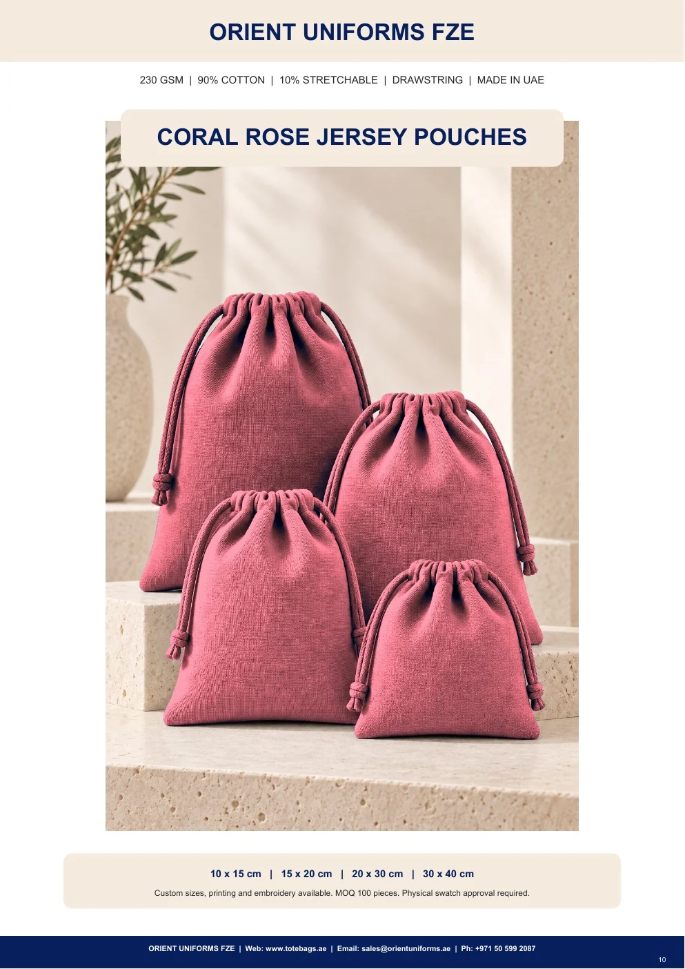 Coral Rose Jersey Drawstring Pouches Coral Rose Jersey Drawstring Pouches