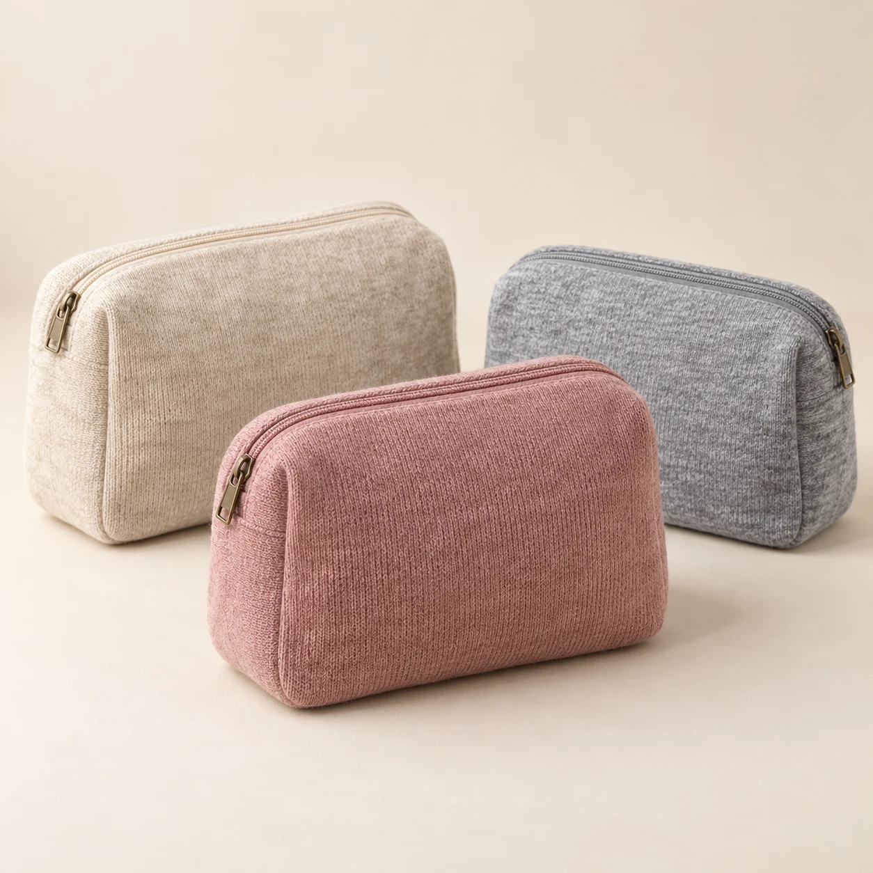 Cotton Jersey Zipper Pouches
