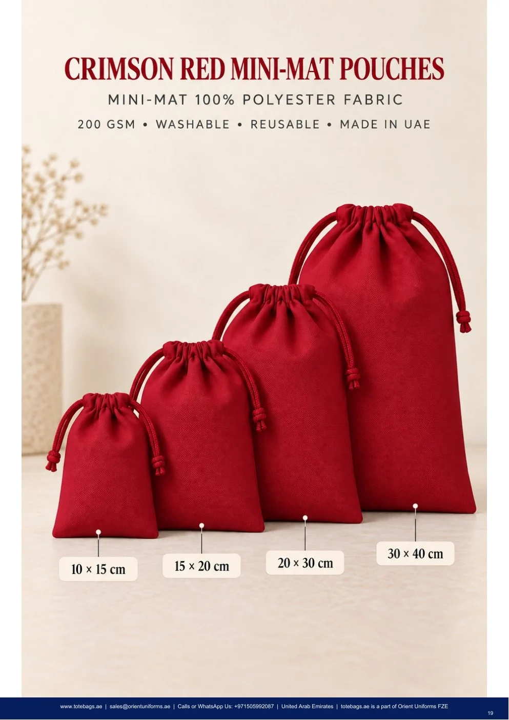 Crimson Red MiniMat Drawstring Pouches Crimson Red MiniMat Drawstring Pouches