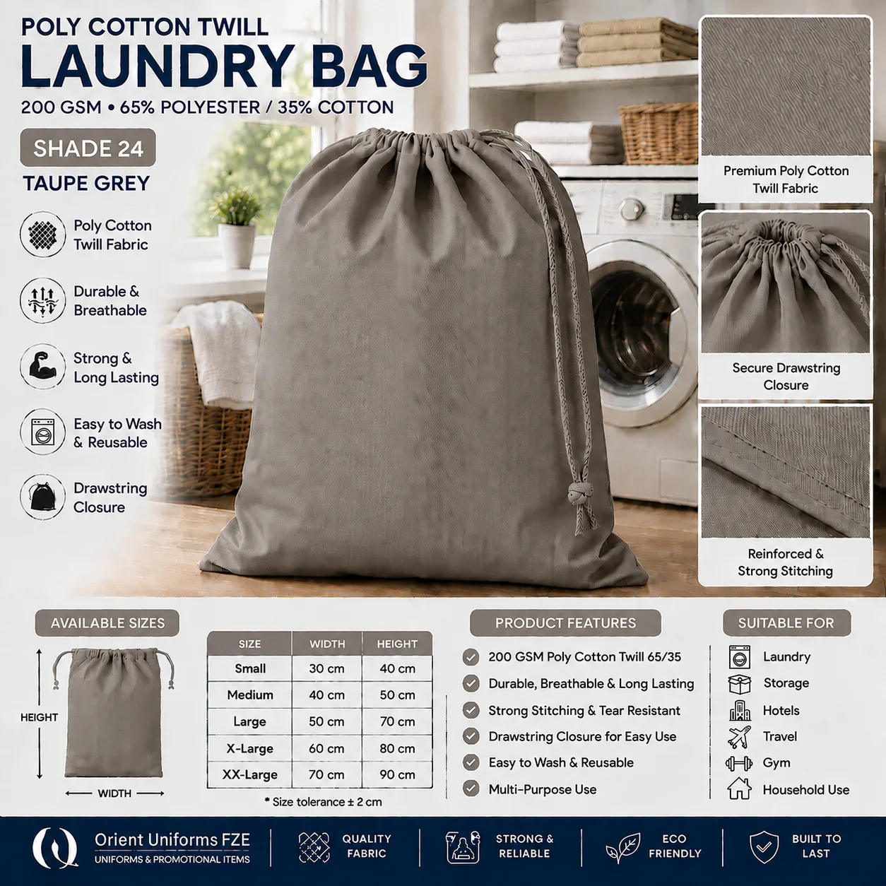 Dark Grey Poly Cotton Linen Collection Bag Dark Grey Poly Cotton Linen Collection Bag