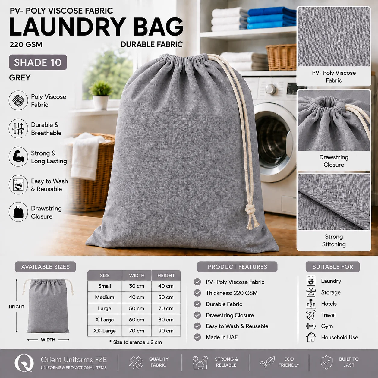 Dark Grey Poly Viscose Hotel Laundry Bag Dark Grey Poly Viscose Hotel Laundry Bag