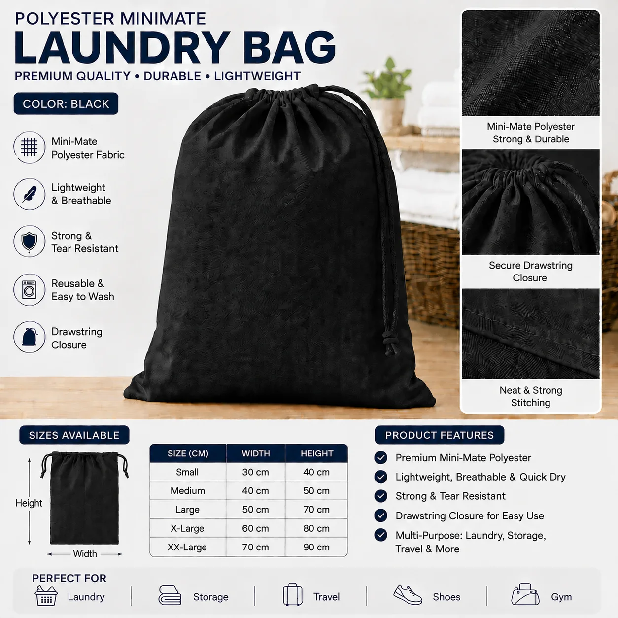 Dark Grey Polyester Commercial Laundry Bag Dark Grey Polyester Commercial Laundry Bag