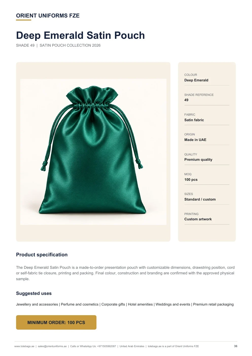 Deep Emerald Satin Drawstring Pouches Deep Emerald Satin Drawstring Pouches