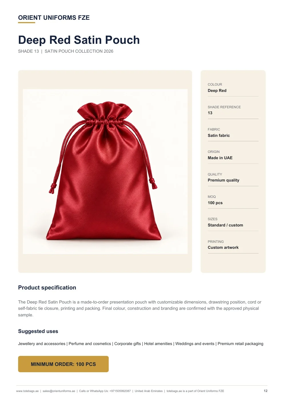 Deep Red Satin Drawstring Pouches Deep Red Satin Drawstring Pouches