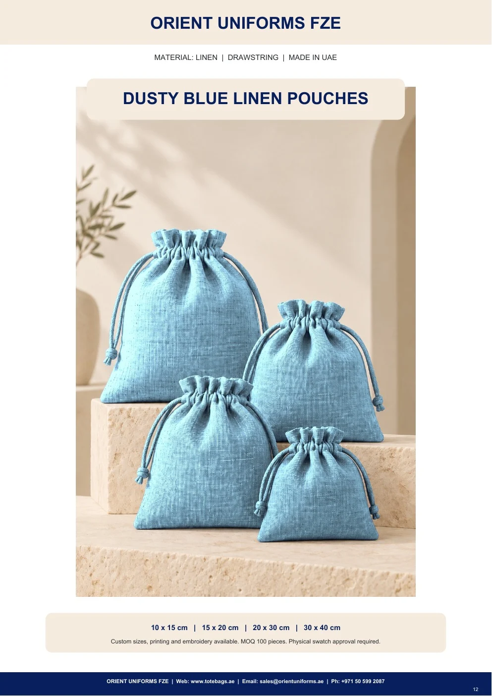 Dusty Blue Linen Drawstring Pouches Dusty Blue Linen Drawstring Pouches