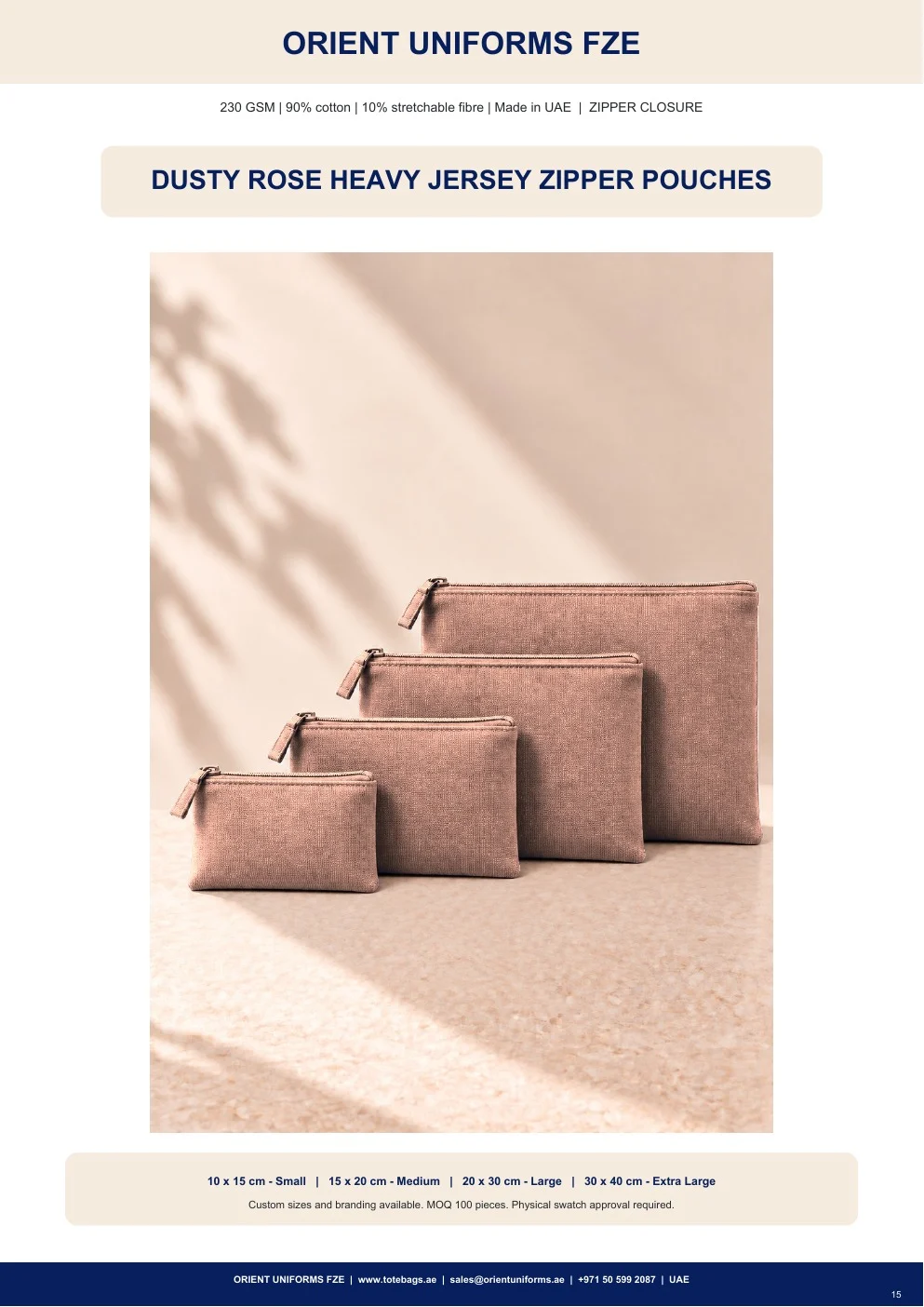 Dusty Rose Heavy Jersey Zipper Pouches