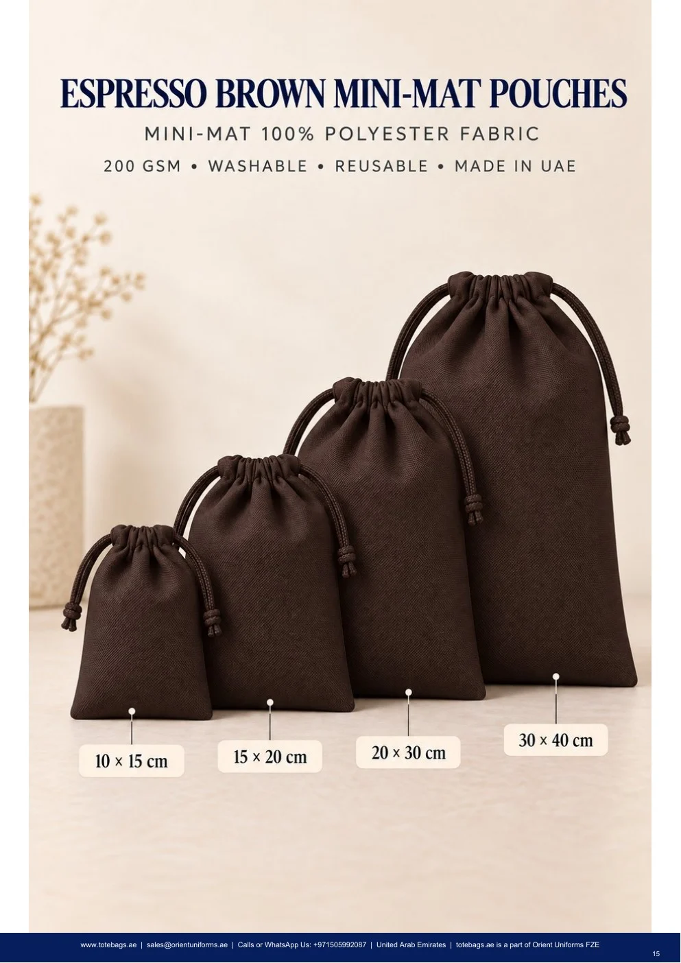 Espresso Brown MiniMat Drawstring Pouches Espresso Brown MiniMat Drawstring Pouches