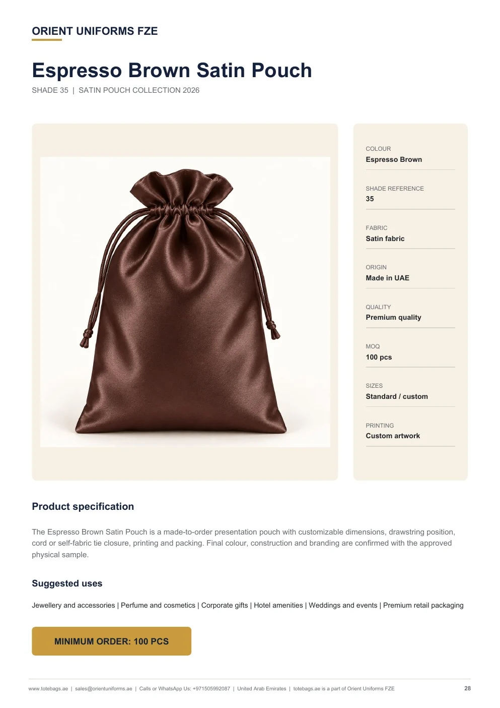 Espresso Brown Satin Drawstring Pouches Espresso Brown Satin Drawstring Pouches