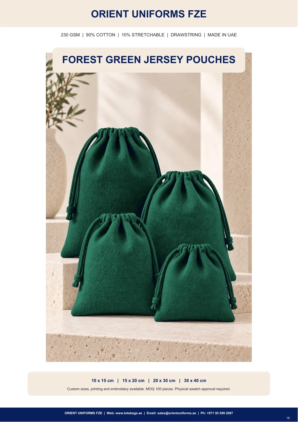 Forest Green Jersey Drawstring Pouches Forest Green Jersey Drawstring Pouches