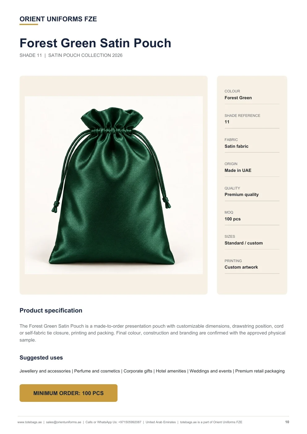 Forest Green Satin Drawstring Pouches Forest Green Satin Drawstring Pouches