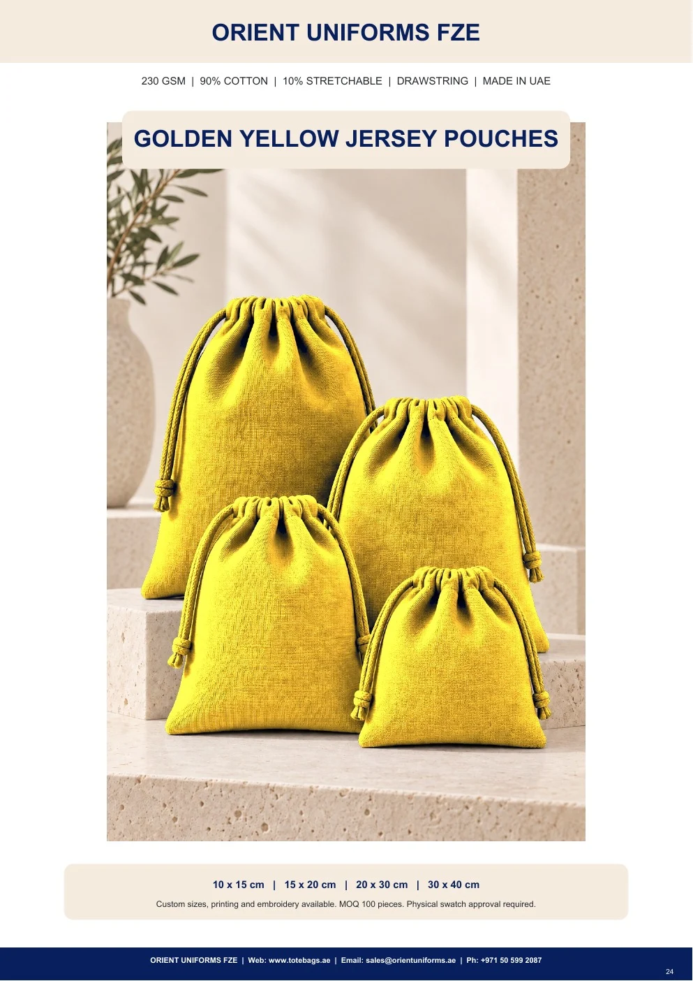 Golden Yellow Jersey Drawstring Pouches Golden Yellow Jersey Drawstring Pouches