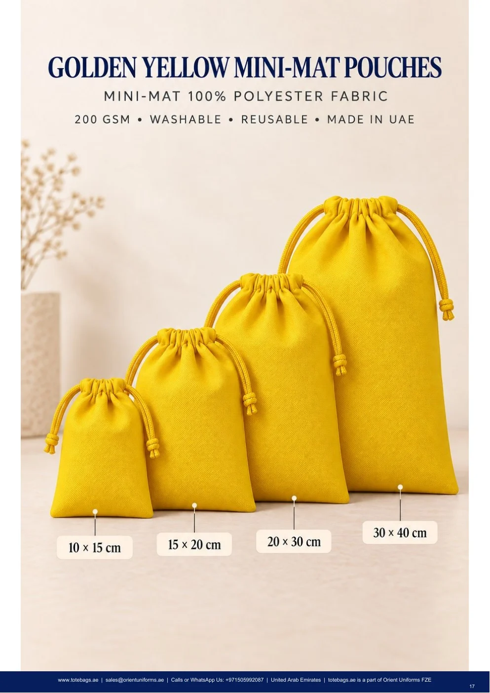Golden Yellow MiniMat Drawstring Pouches Golden Yellow MiniMat Drawstring Pouches