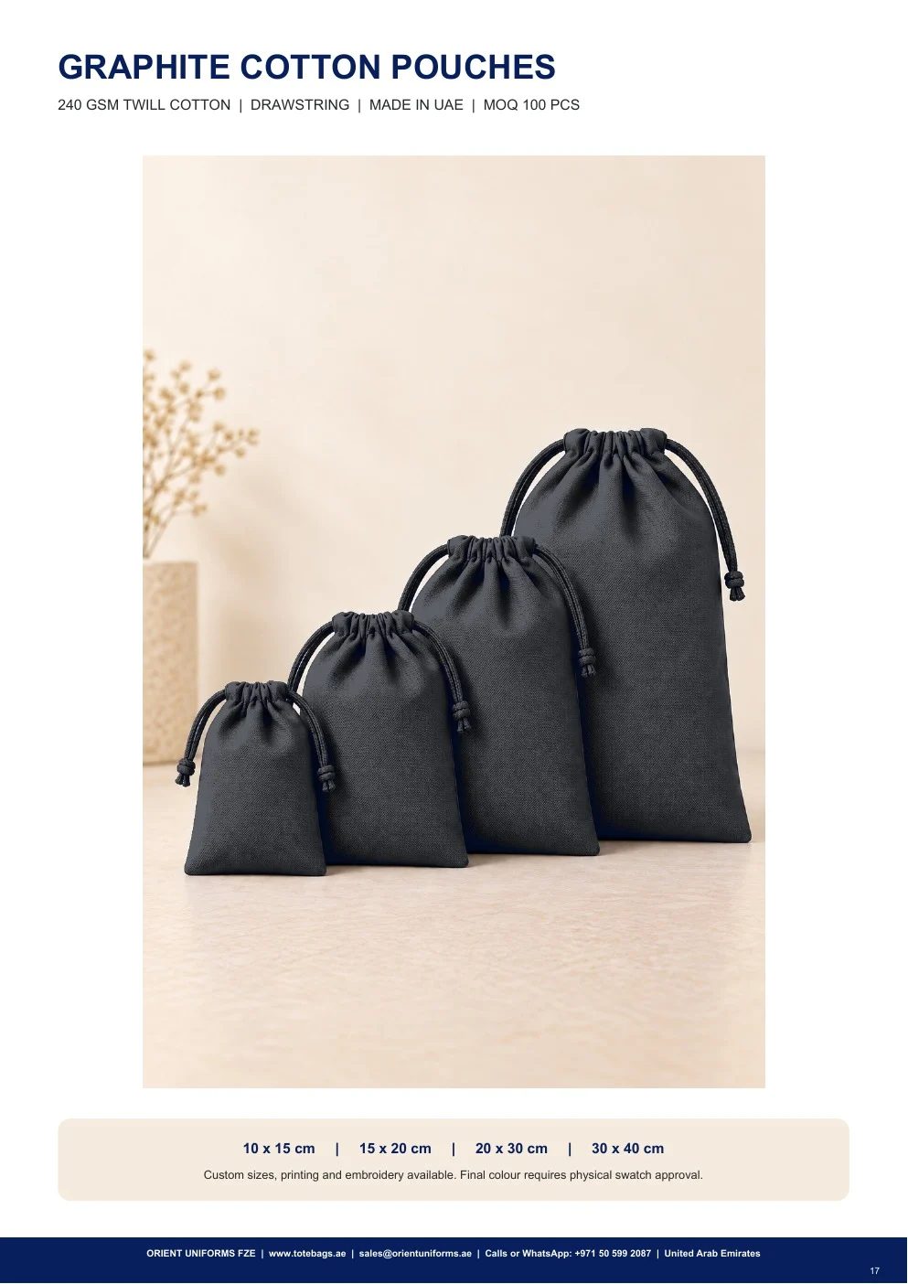 Graphite Cotton Drawstring Pouches Graphite Cotton Drawstring Pouches
