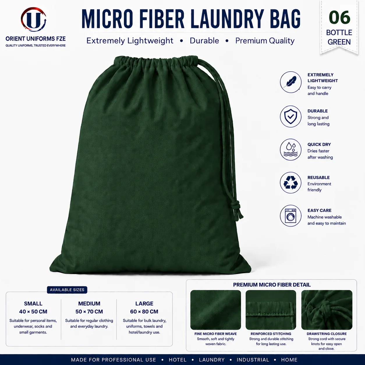 Green Microfiber Commercial Laundry Bag Green Microfiber Commercial Laundry Bag