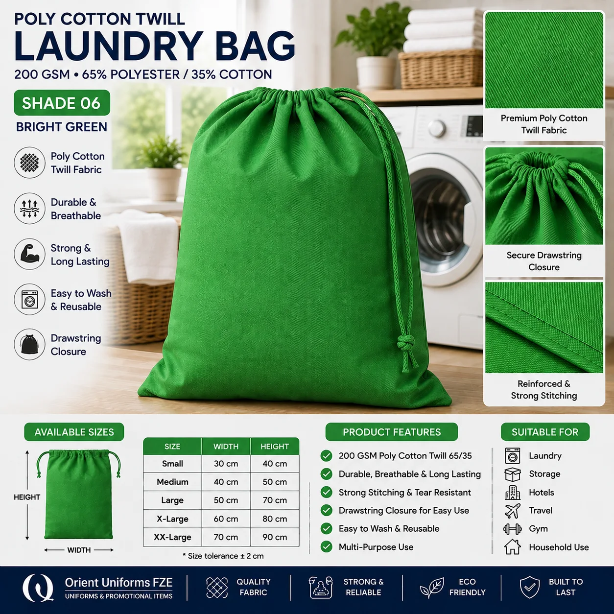 Green Poly Cotton Commercial Laundry Bag Green Poly Cotton Commercial Laundry Bag