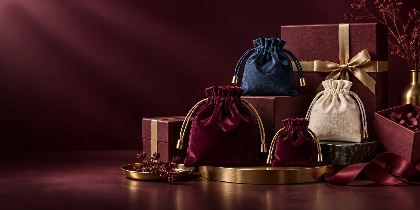 Premium velvet and fabric gifting pouches