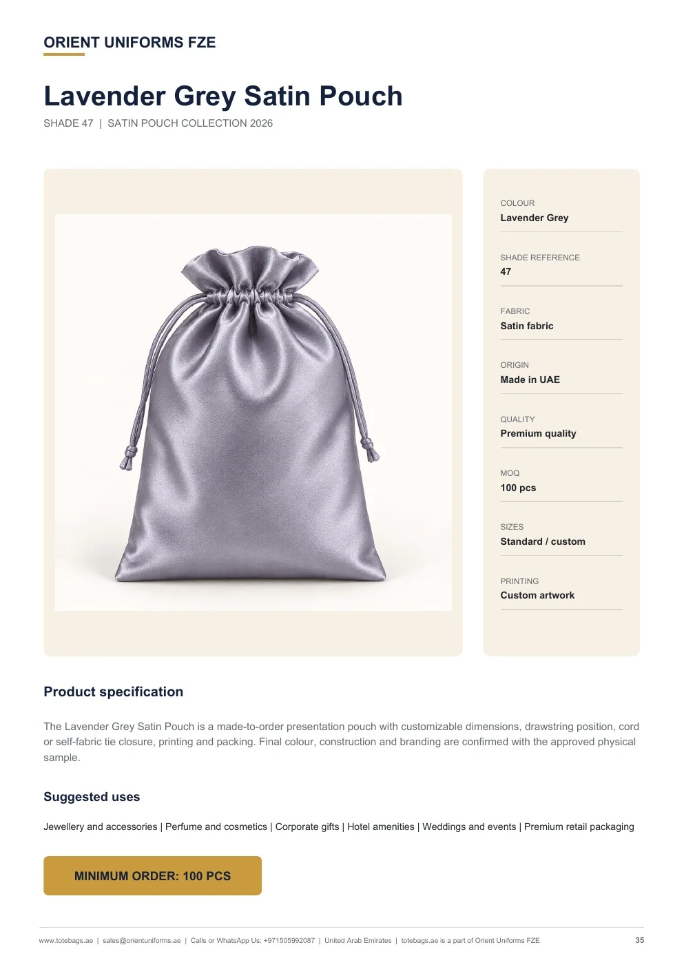 Lavender Grey Satin Drawstring Pouches Lavender Grey Satin Drawstring Pouches