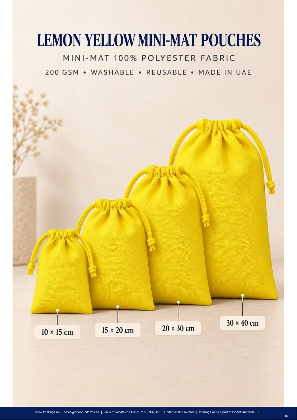 Lemon Yellow MiniMat Drawstring Pouches Lemon Yellow MiniMat Drawstring Pouches
