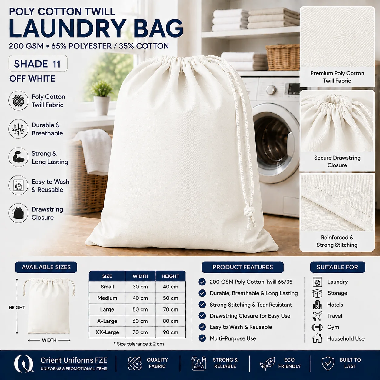 Light Grey Poly Cotton Commercial Laundry Bag Light Grey Poly Cotton Commercial Laundry Bag