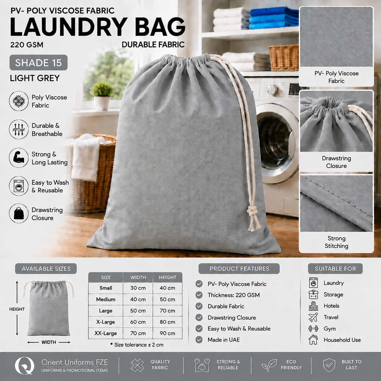 Light Grey Poly Viscose Commercial Laundry Bag Light Grey Poly Viscose Commercial Laundry Bag
