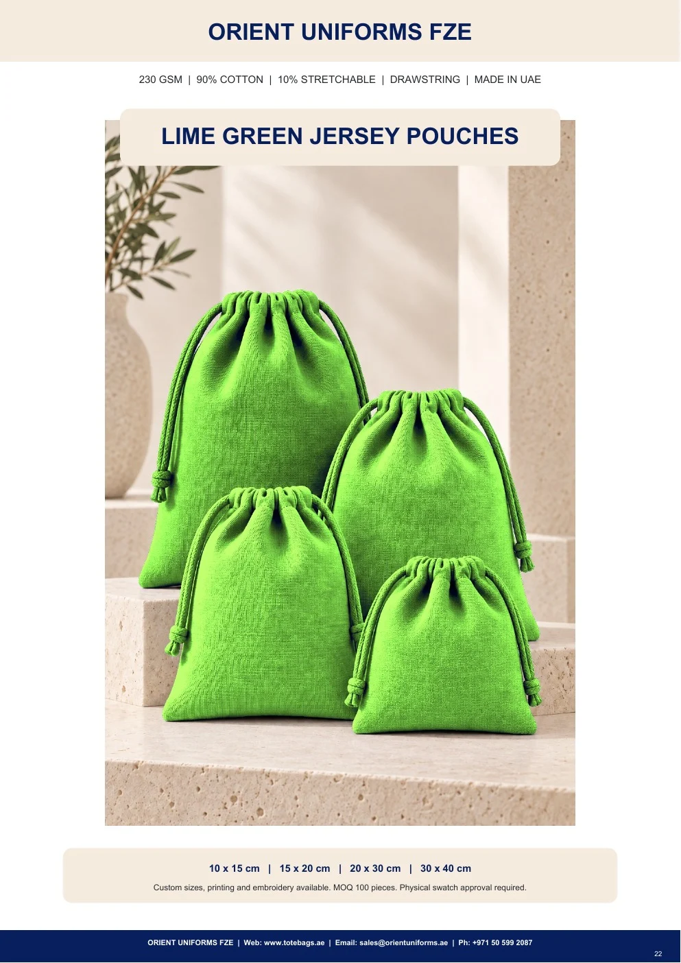 Lime Green Jersey Drawstring Pouches Lime Green Jersey Drawstring Pouches