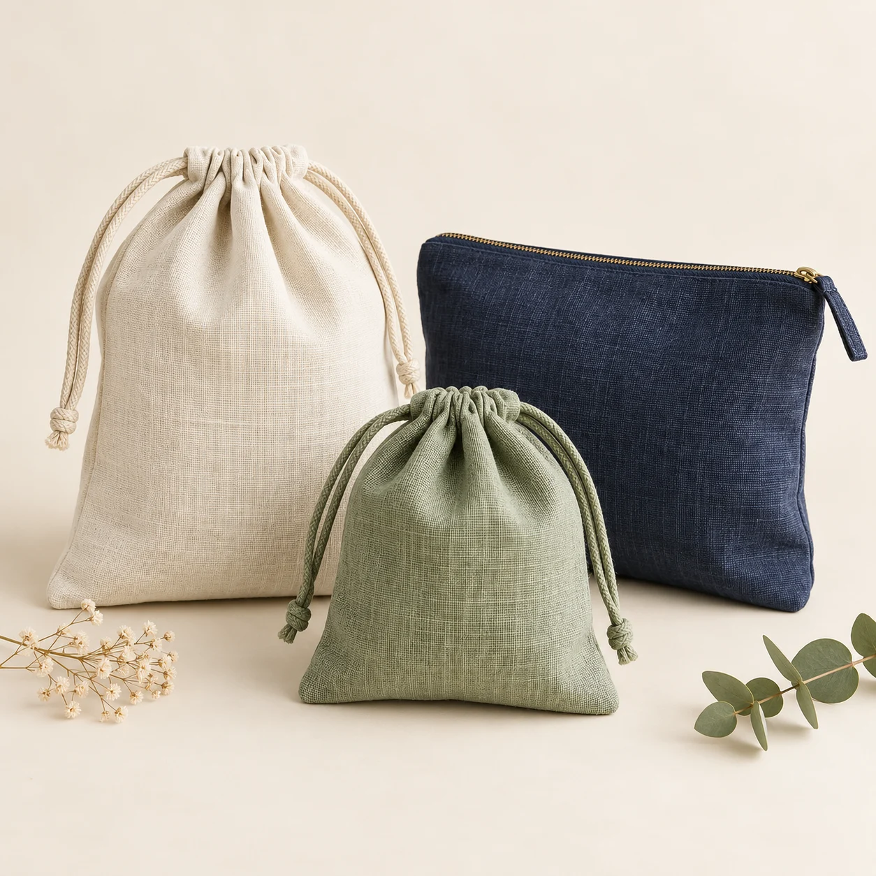 Linen Drawstring Pouches