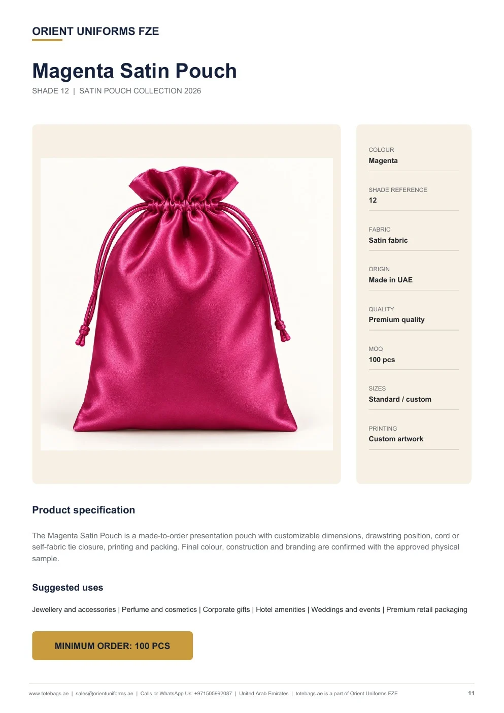 Magenta Satin Drawstring Pouches Magenta Satin Drawstring Pouches
