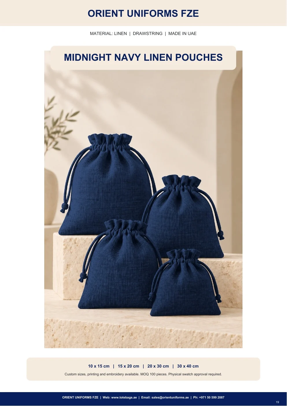 Midnight Navy Linen Drawstring Pouches Midnight Navy Linen Drawstring Pouches
