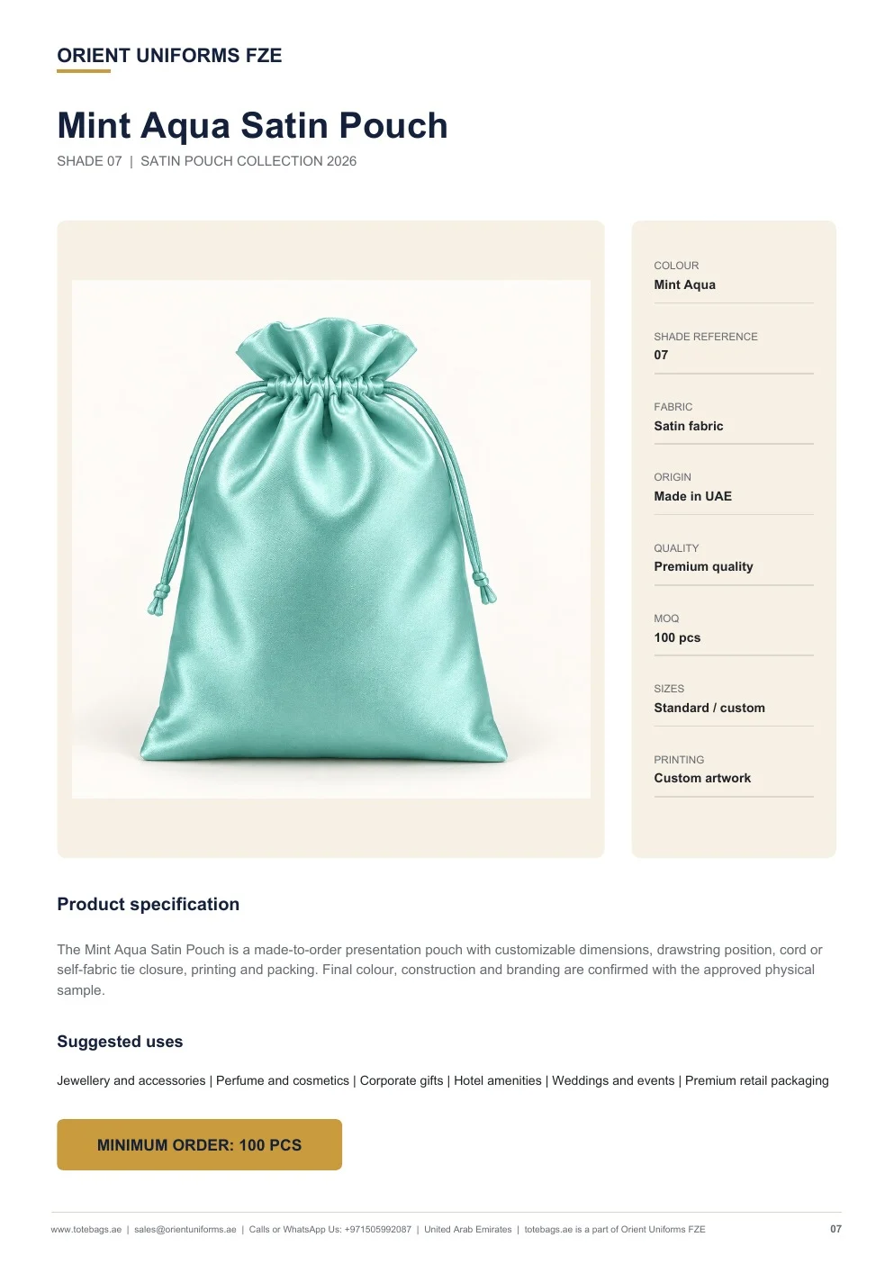 Mint Aqua Satin Drawstring Pouches Mint Aqua Satin Drawstring Pouches