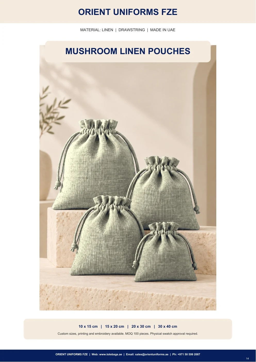 Mushroom Linen Drawstring Pouches Mushroom Linen Drawstring Pouches
