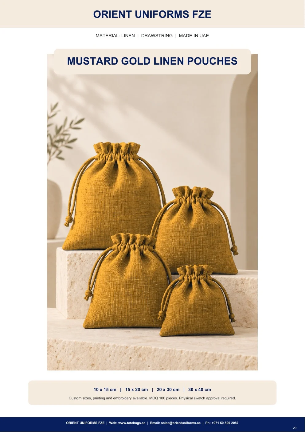 Mustard Gold Linen Drawstring Pouches Mustard Gold Linen Drawstring Pouches