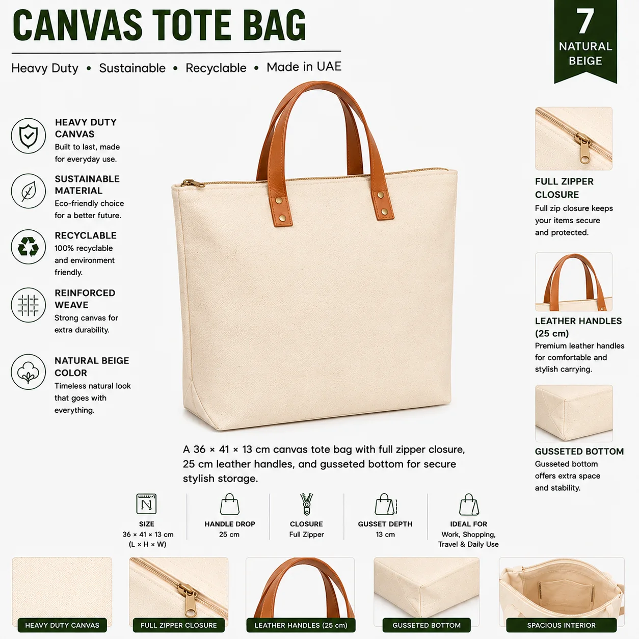 Natural Beige Canvas Tote Bag Campaign Shopper