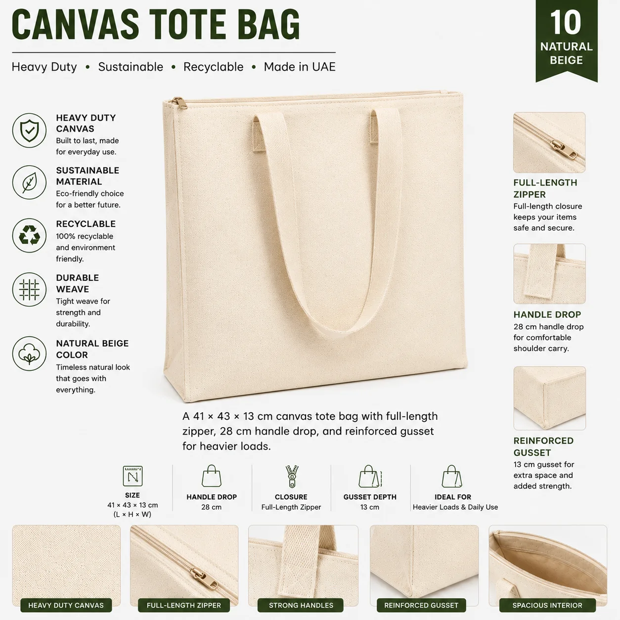 Natural Beige Canvas Tote Bag Exhibition Shopper