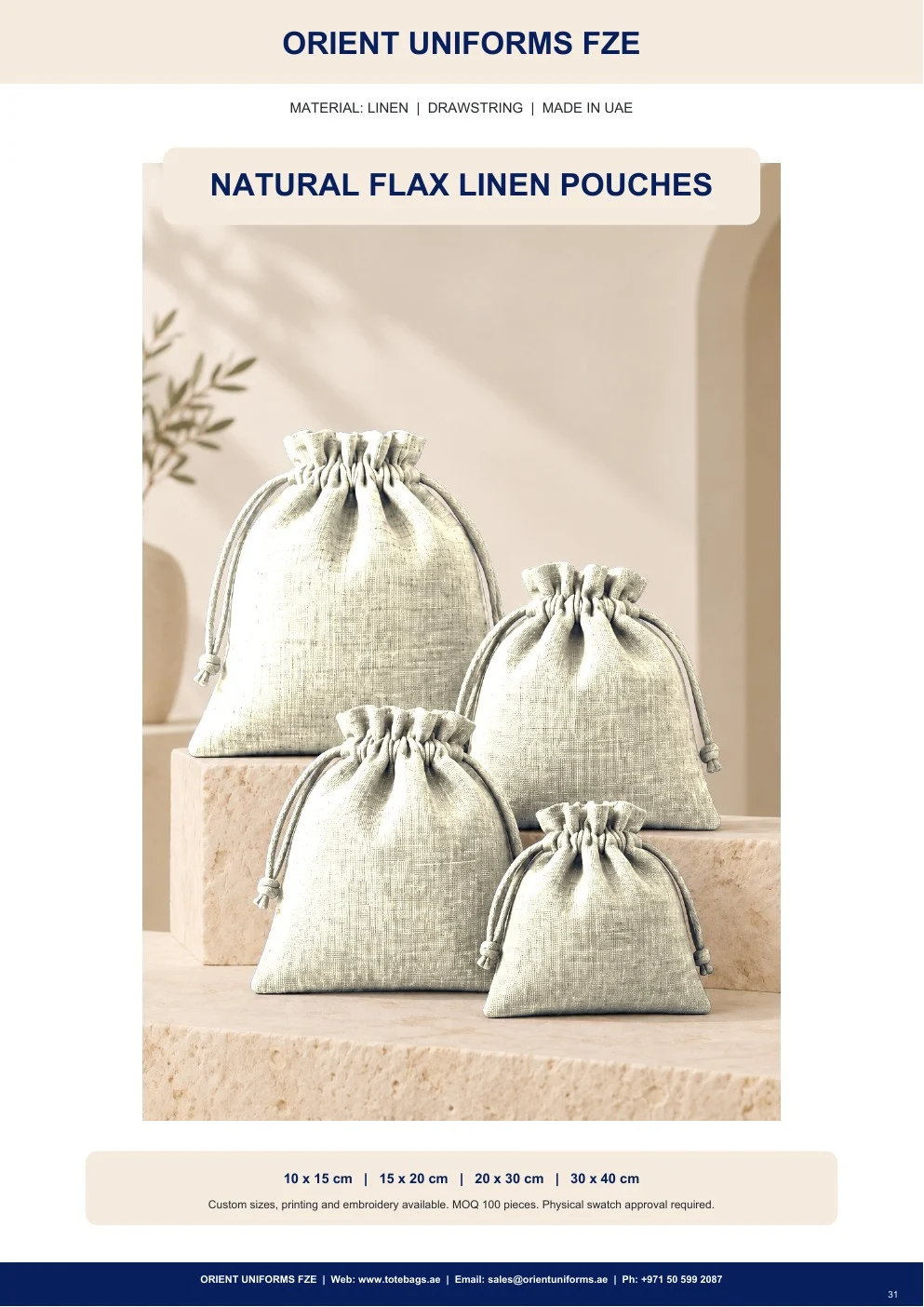 Natural Flax Linen Drawstring Pouches Natural Flax Linen Drawstring Pouches