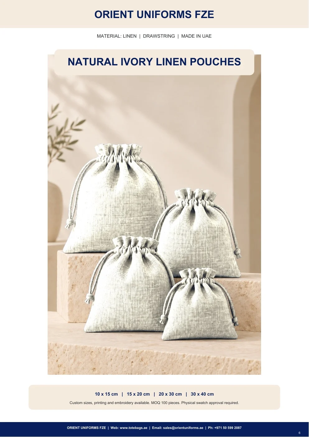 Natural Ivory Linen Drawstring Pouches Natural Ivory Linen Drawstring Pouches
