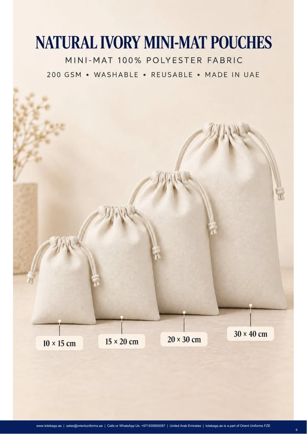 Natural Ivory MiniMat Drawstring Pouches Natural Ivory MiniMat Drawstring Pouches