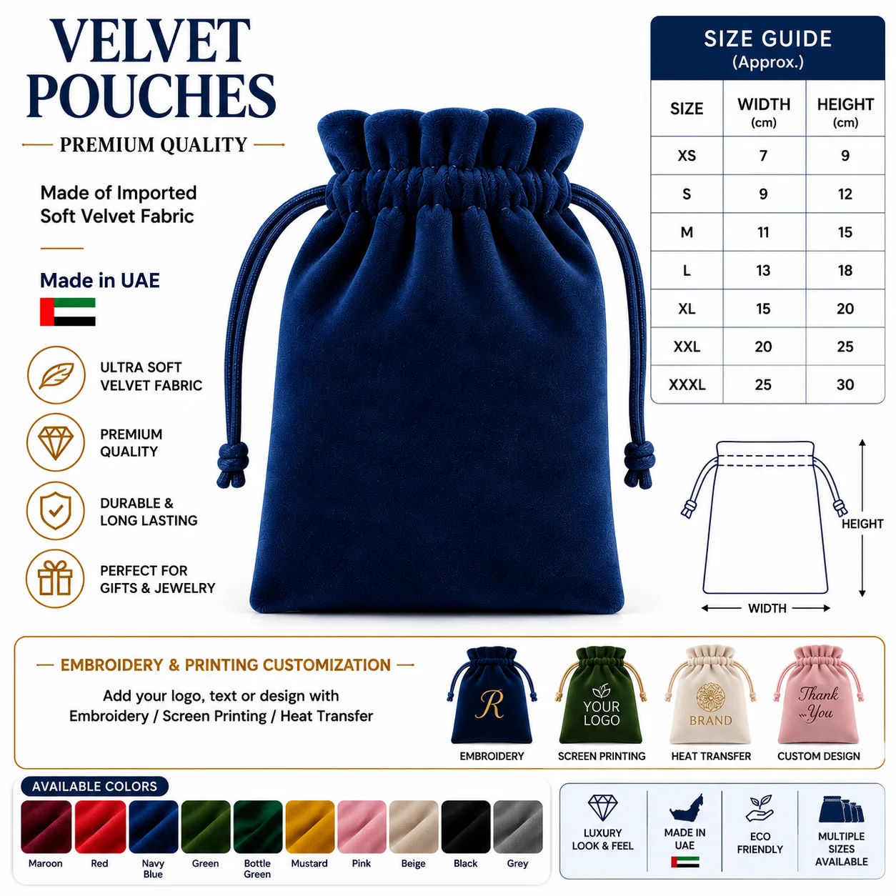 Navy Blue Velvet Gift Pouch Navy Blue Velvet Gift Pouch