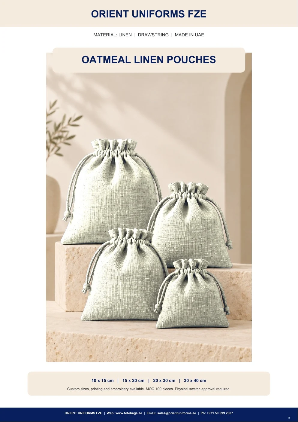 Oatmeal Linen Drawstring Pouches Oatmeal Linen Drawstring Pouches