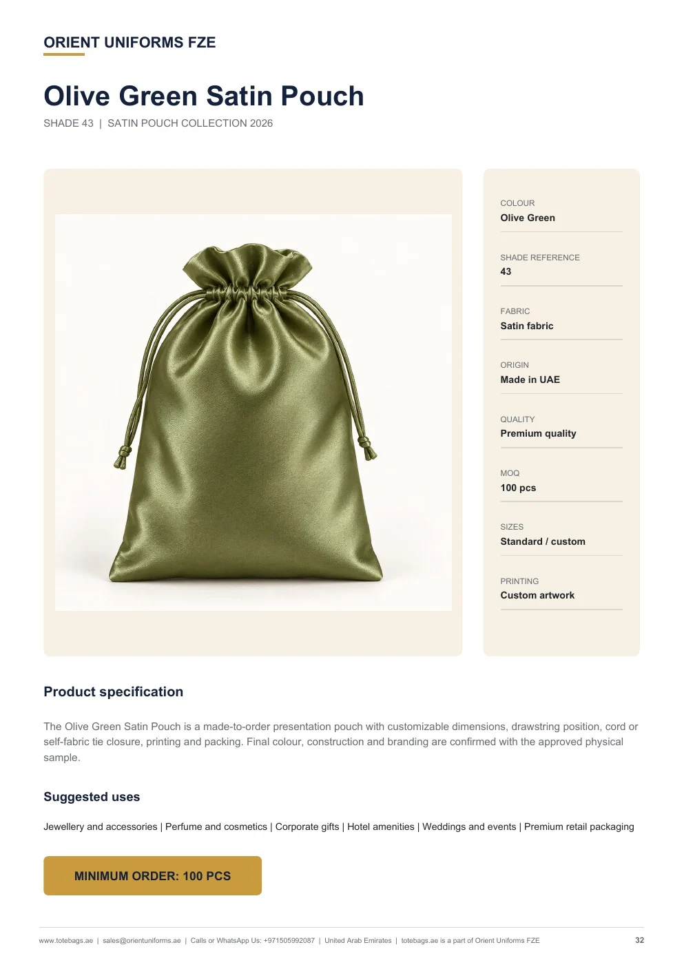 Olive Green Satin Drawstring Pouches Olive Green Satin Drawstring Pouches