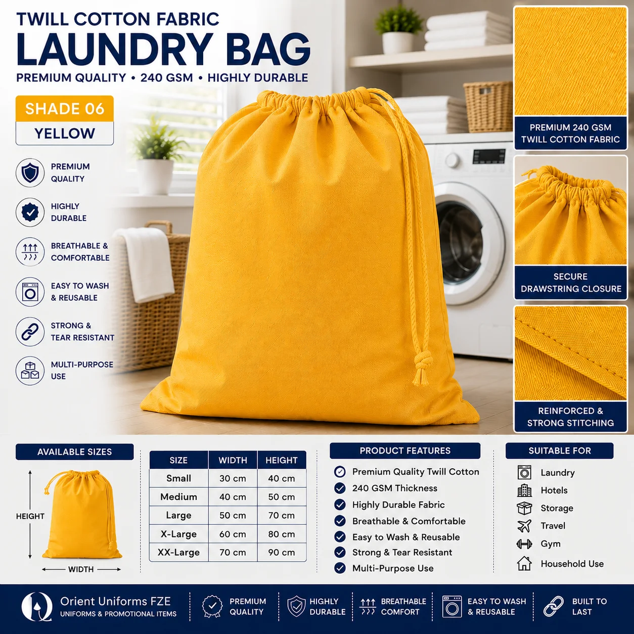 Orange Cotton Commercial Laundry Bag Orange Cotton Commercial Laundry Bag