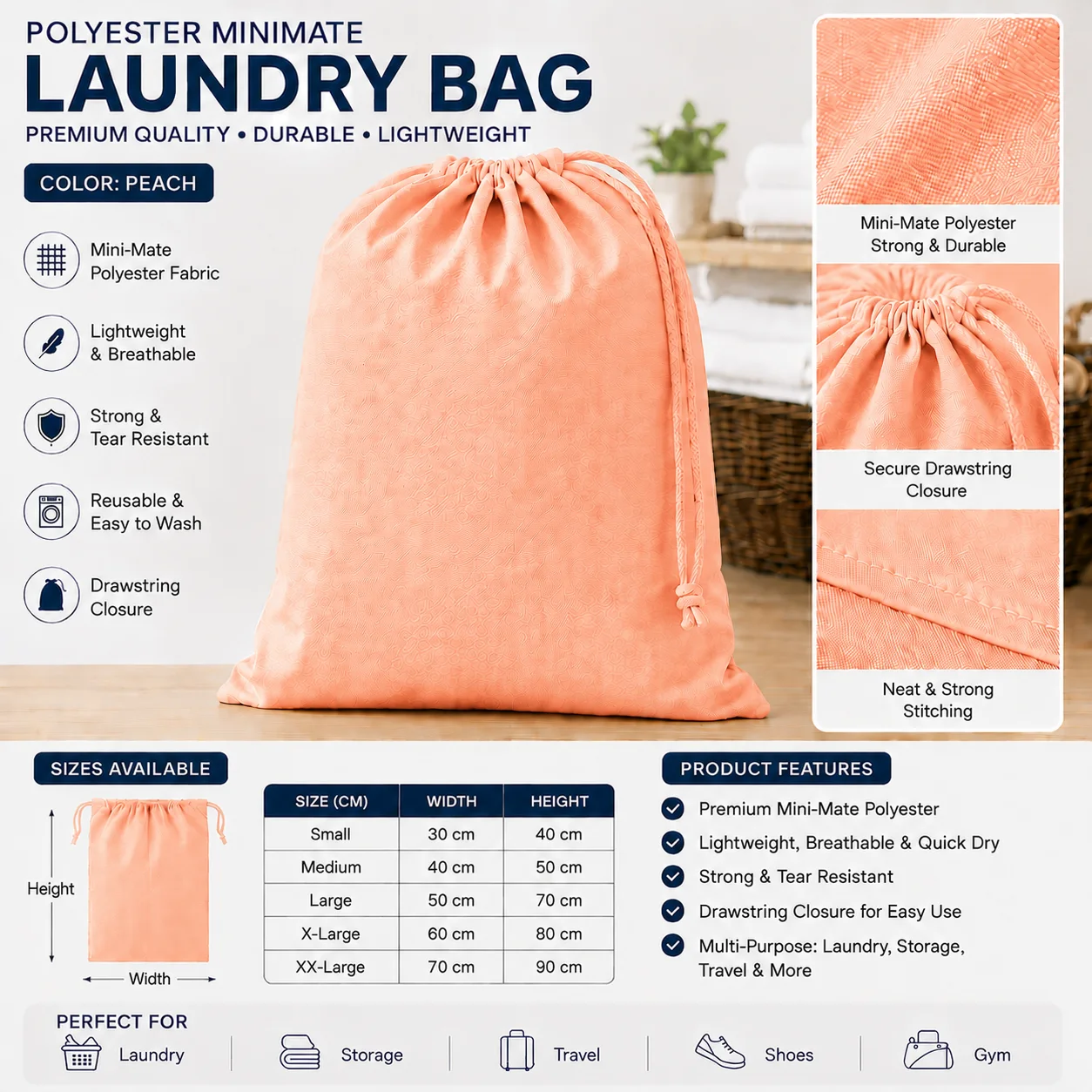 Orange Polyester Commercial Laundry Bag Orange Polyester Commercial Laundry Bag