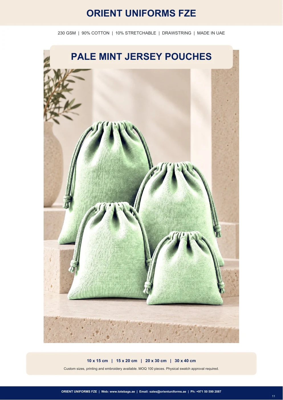 Pale Mint Jersey Drawstring Pouches Pale Mint Jersey Drawstring Pouches