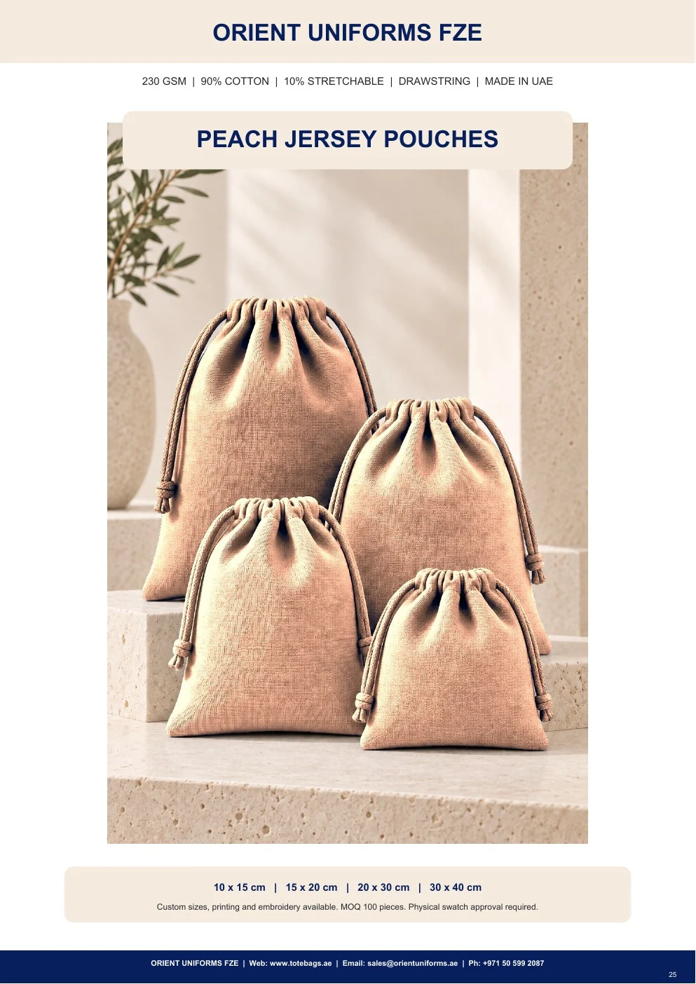 Peach Jersey Drawstring Pouches Peach Jersey Drawstring Pouches